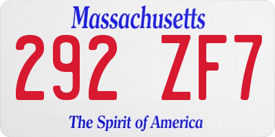 MA license plate 292ZF7