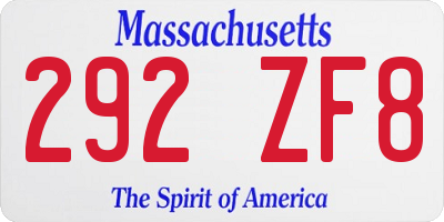 MA license plate 292ZF8