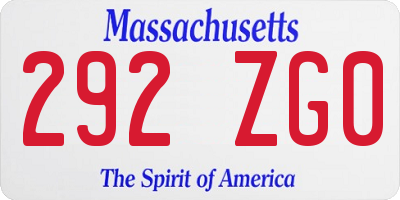 MA license plate 292ZG0