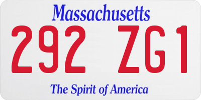 MA license plate 292ZG1