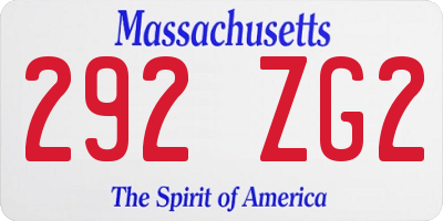 MA license plate 292ZG2