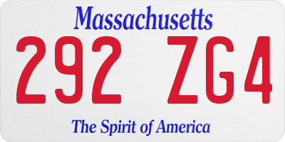 MA license plate 292ZG4