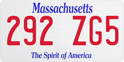 MA license plate 292ZG5