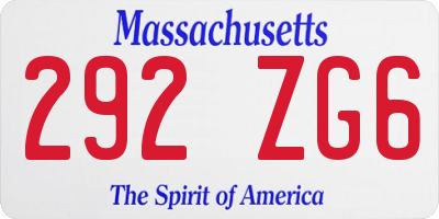 MA license plate 292ZG6