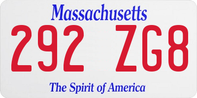 MA license plate 292ZG8