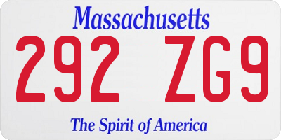 MA license plate 292ZG9