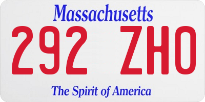 MA license plate 292ZH0