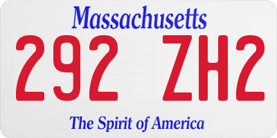 MA license plate 292ZH2