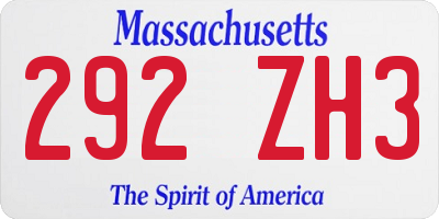 MA license plate 292ZH3