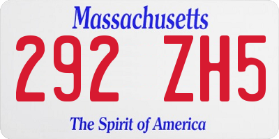 MA license plate 292ZH5