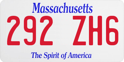 MA license plate 292ZH6