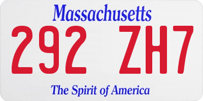 MA license plate 292ZH7