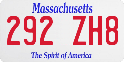MA license plate 292ZH8