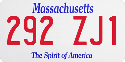 MA license plate 292ZJ1