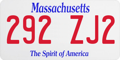 MA license plate 292ZJ2