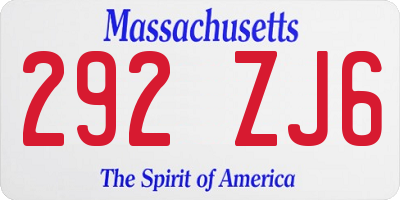 MA license plate 292ZJ6