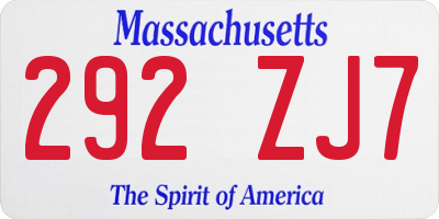 MA license plate 292ZJ7
