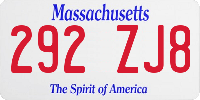 MA license plate 292ZJ8