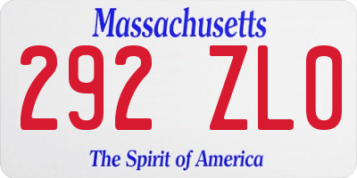 MA license plate 292ZL0