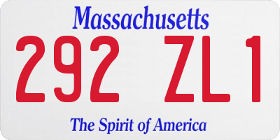 MA license plate 292ZL1