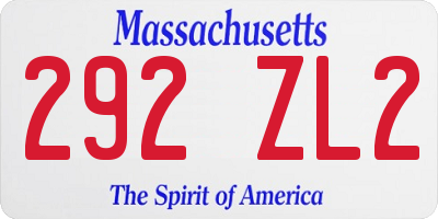 MA license plate 292ZL2
