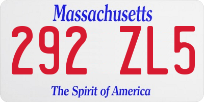 MA license plate 292ZL5