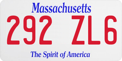 MA license plate 292ZL6