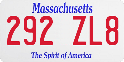 MA license plate 292ZL8