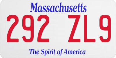 MA license plate 292ZL9
