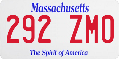MA license plate 292ZM0