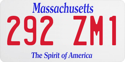 MA license plate 292ZM1