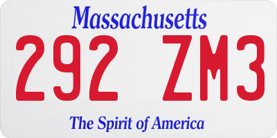 MA license plate 292ZM3