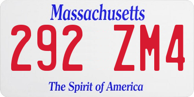 MA license plate 292ZM4