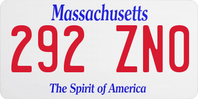 MA license plate 292ZN0