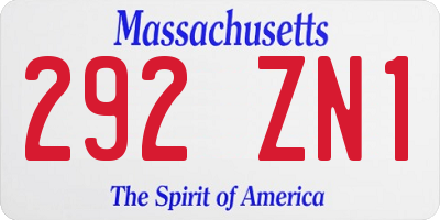 MA license plate 292ZN1