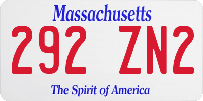 MA license plate 292ZN2