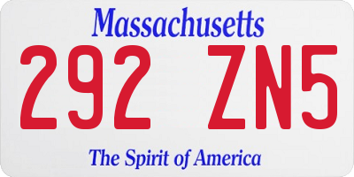 MA license plate 292ZN5