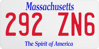 MA license plate 292ZN6