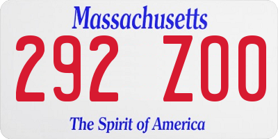 MA license plate 292ZO0