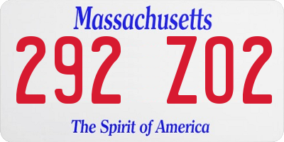 MA license plate 292ZO2