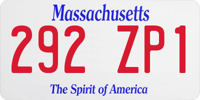 MA license plate 292ZP1