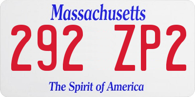MA license plate 292ZP2