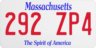 MA license plate 292ZP4