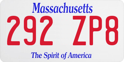 MA license plate 292ZP8