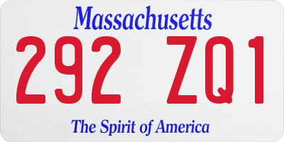 MA license plate 292ZQ1