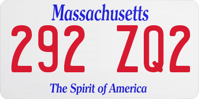 MA license plate 292ZQ2