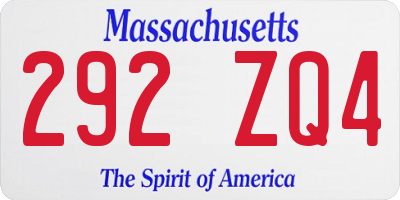 MA license plate 292ZQ4