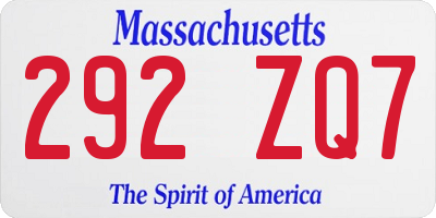 MA license plate 292ZQ7