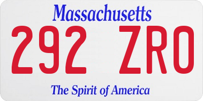 MA license plate 292ZR0