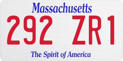 MA license plate 292ZR1